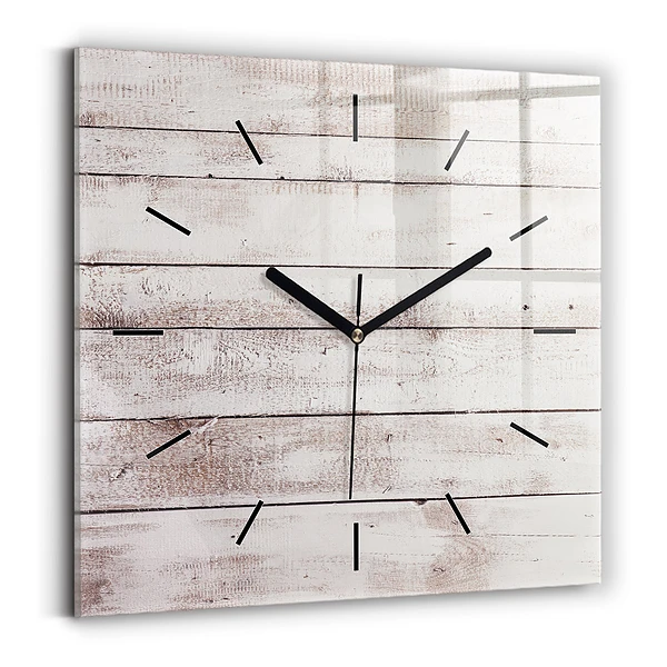 Wanduhr quadratisch Helle Holzbretter