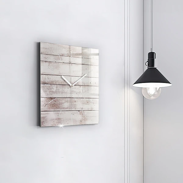 Wanduhr quadratisch Helle Holzbretter