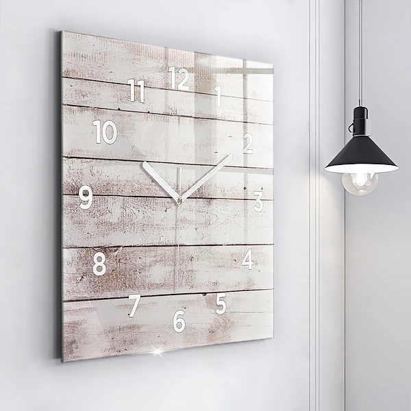 Wanduhr quadratisch Helle Holzbretter