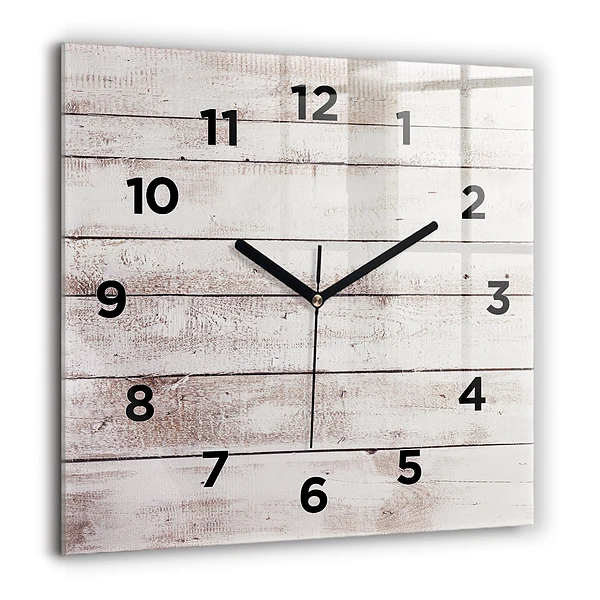 Wanduhr quadratisch Helle Holzbretter
