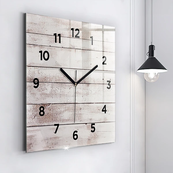 Wanduhr quadratisch Helle Holzbretter