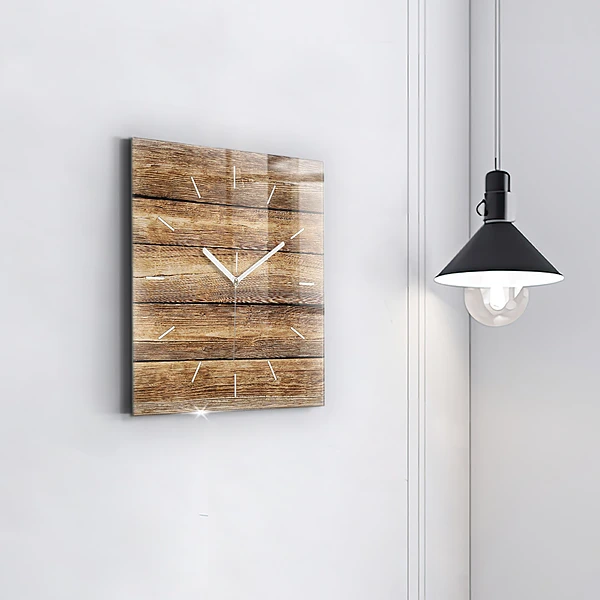 Wanduhr quadratisch mit motiv Hölzerne Bretter