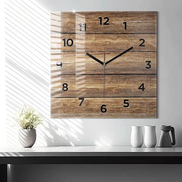 Wanduhr quadratisch mit motiv Hölzerne Bretter