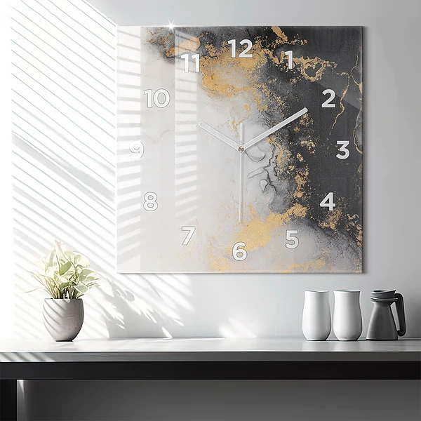 Wanduhr quadratisch mit motiv Kunstvoller Marmor