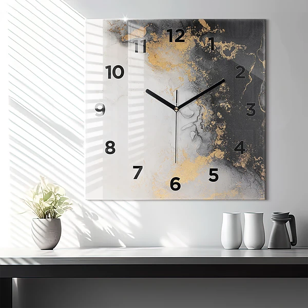Wanduhr quadratisch mit motiv Kunstvoller Marmor