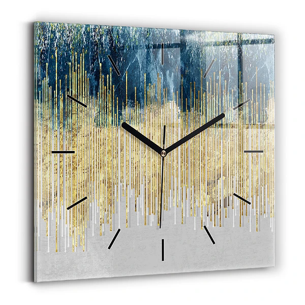 Wanduhr modern quadratisch Dekoratives Muster und Gold
