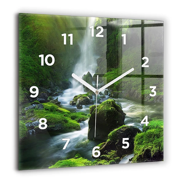 Wanduhr quadratisch mit motiv Wasserfall und Felsen