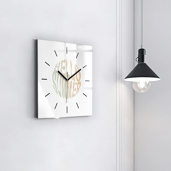 Wanduhr modern quadratisch Hallo Sommer!