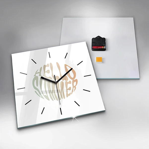 Wanduhr modern quadratisch Hallo Sommer!