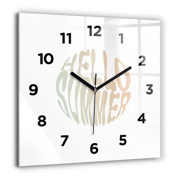 Wanduhr modern quadratisch Hallo Sommer!
