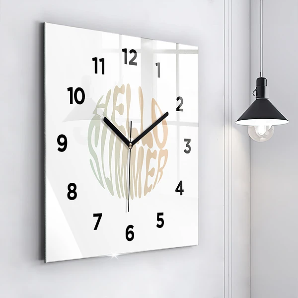 Wanduhr modern quadratisch Hallo Sommer!
