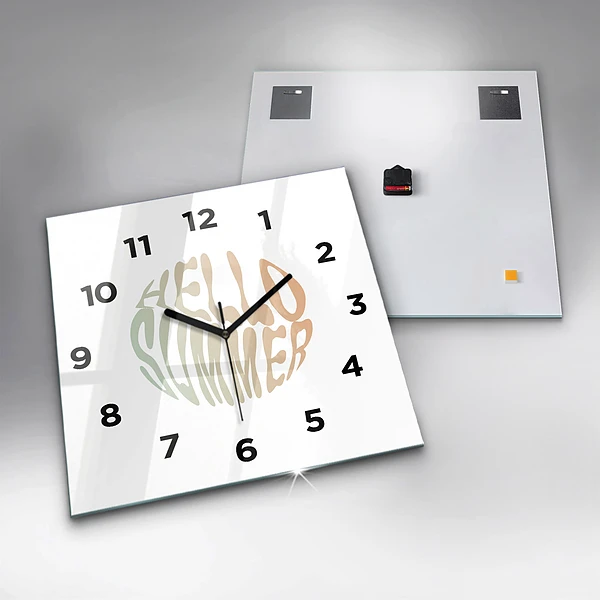 Wanduhr modern quadratisch Hallo Sommer!