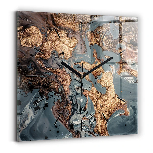 Wanduhr quadratisch mit motiv Abstrakte Marmor-Gold-Abstraktion