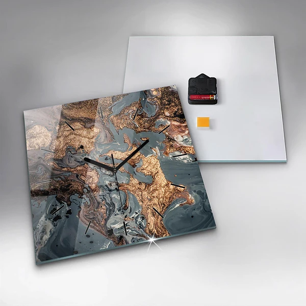 Wanduhr quadratisch mit motiv Abstrakte Marmor-Gold-Abstraktion