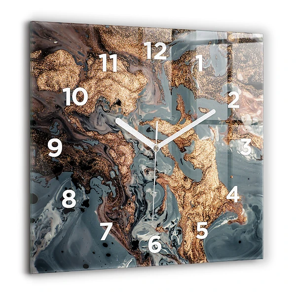 Wanduhr quadratisch mit motiv Abstrakte Marmor-Gold-Abstraktion
