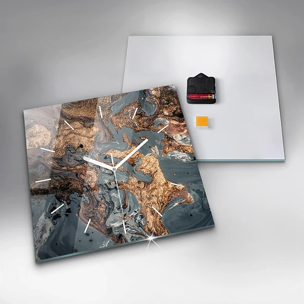 Wanduhr quadratisch mit motiv Abstrakte Marmor-Gold-Abstraktion