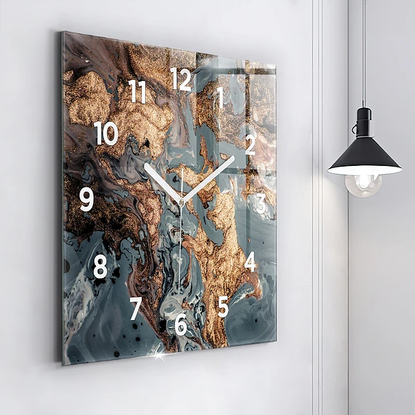 Wanduhr quadratisch mit motiv Abstrakte Marmor-Gold-Abstraktion