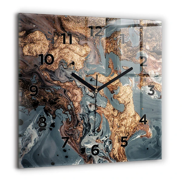 Wanduhr quadratisch mit motiv Abstrakte Marmor-Gold-Abstraktion