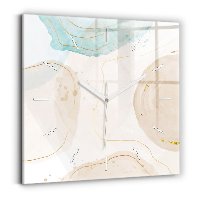 Wanduhr quadratisch Aquarell-Flecken