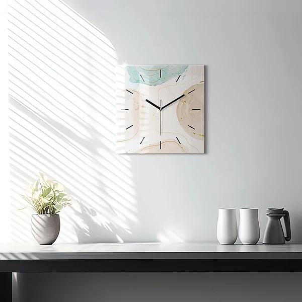 Wanduhr quadratisch Aquarell-Flecken