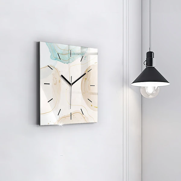 Wanduhr quadratisch Aquarell-Flecken