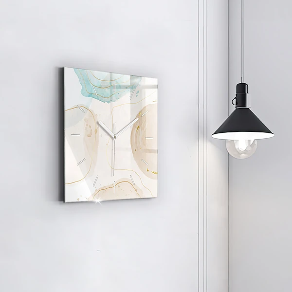 Wanduhr quadratisch Aquarell-Flecken
