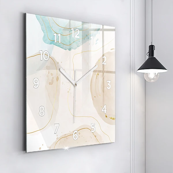 Wanduhr quadratisch Aquarell-Flecken