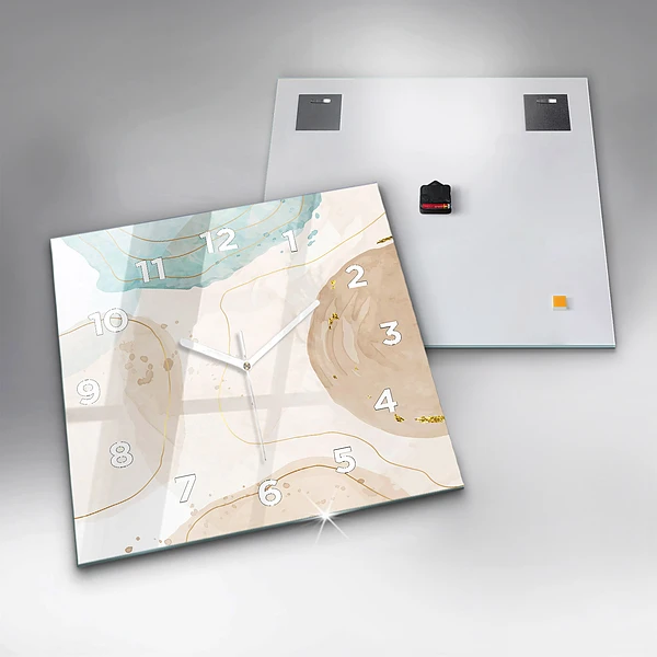 Wanduhr quadratisch Aquarell-Flecken