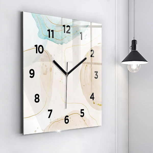 Wanduhr quadratisch Aquarell-Flecken