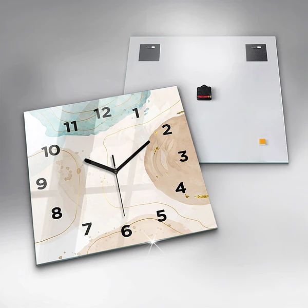 Wanduhr quadratisch Aquarell-Flecken
