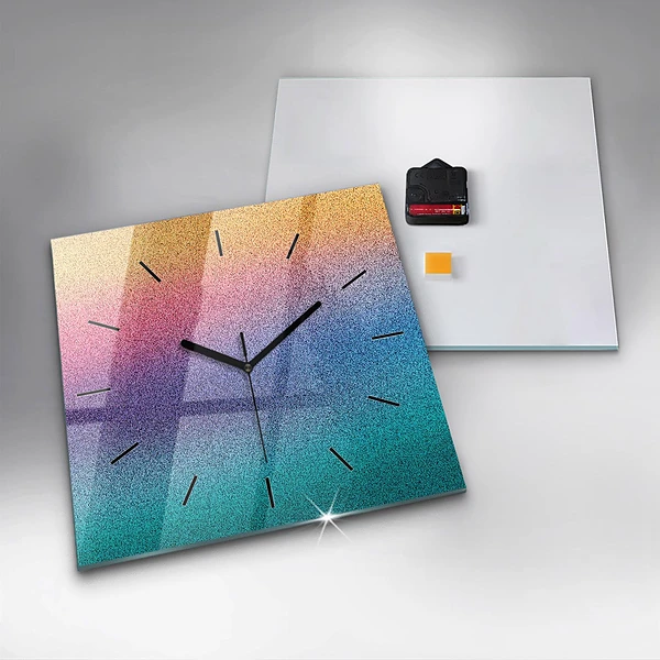 Wanduhr quadratisch Muster mit Farbverlauf