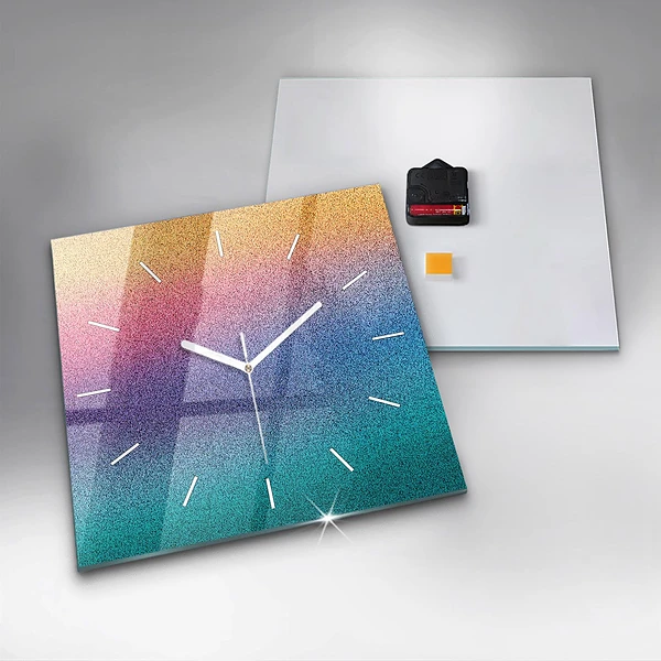 Wanduhr quadratisch Muster mit Farbverlauf
