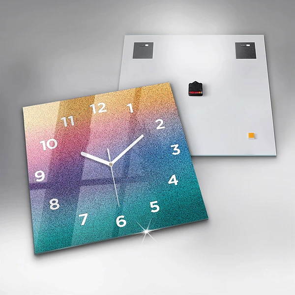 Wanduhr quadratisch Muster mit Farbverlauf