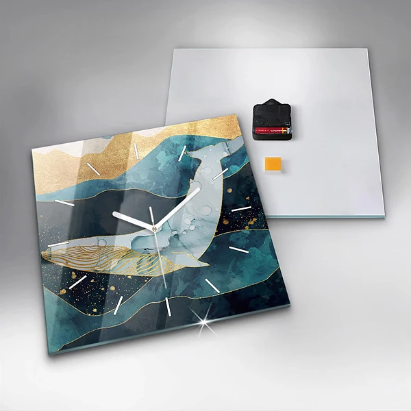 Wanduhr quadratisch mit motiv Abstrakter Wal