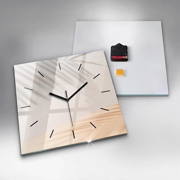 Wanduhr modern quadratisch Creme-Abstraktion