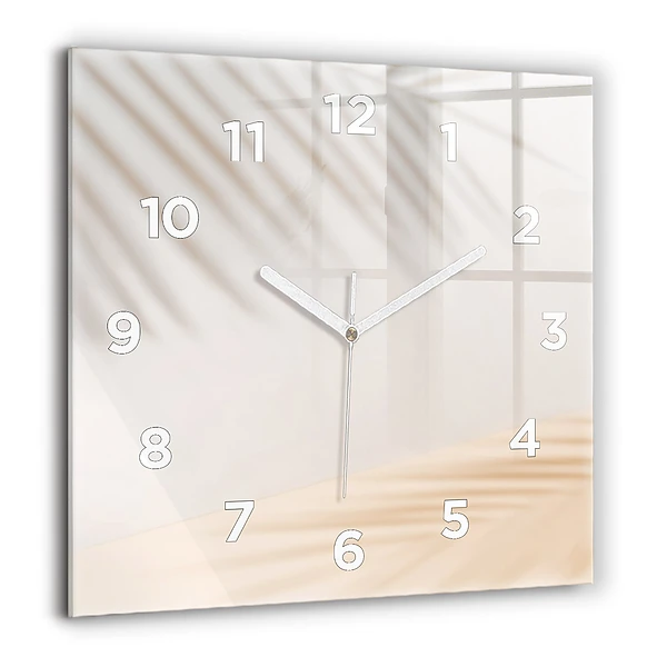 Wanduhr modern quadratisch Creme-Abstraktion