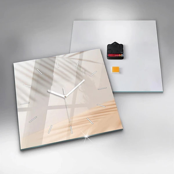 Wanduhr modern quadratisch Creme-Abstraktion