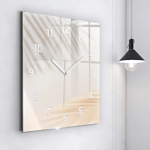 Wanduhr modern quadratisch Creme-Abstraktion