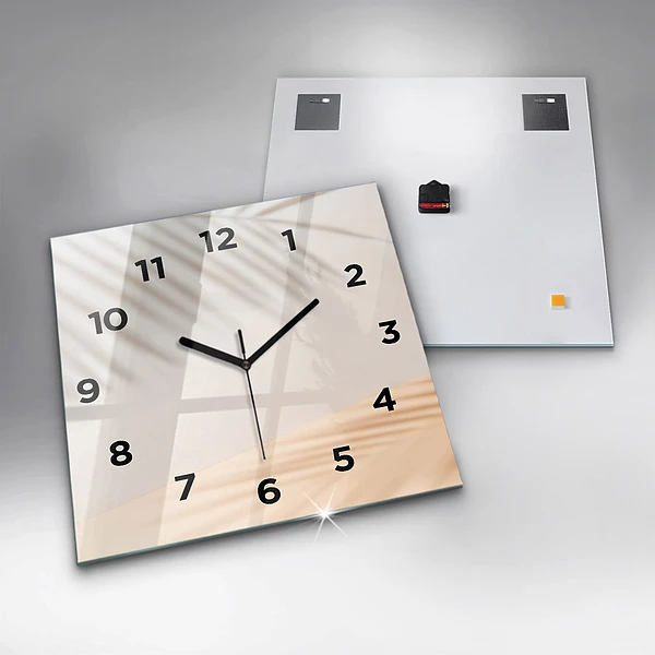 Wanduhr modern quadratisch Creme-Abstraktion