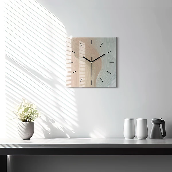 Wanduhr quadratisch Wellenförmige Abstraktion
