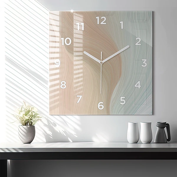 Wanduhr quadratisch Wellenförmige Abstraktion