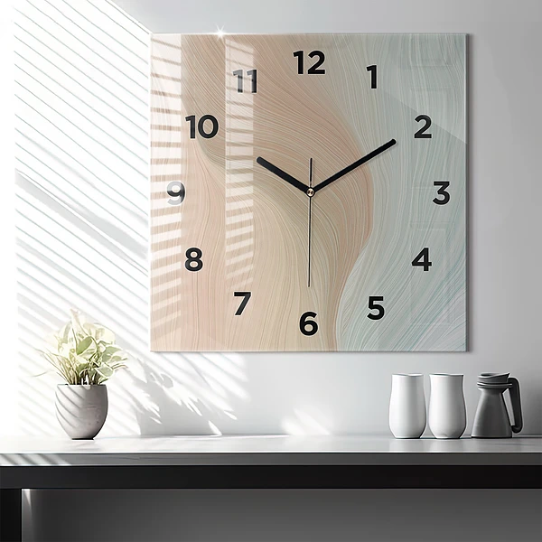 Wanduhr quadratisch Wellenförmige Abstraktion