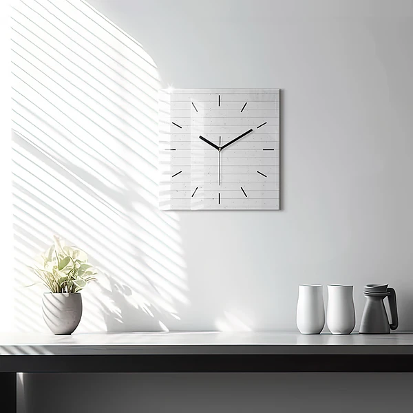 Wanduhr quadratisch mit motiv Holzplatten-Muster