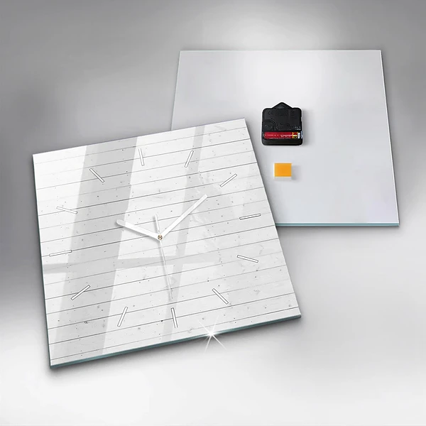 Wanduhr quadratisch mit motiv Holzplatten-Muster