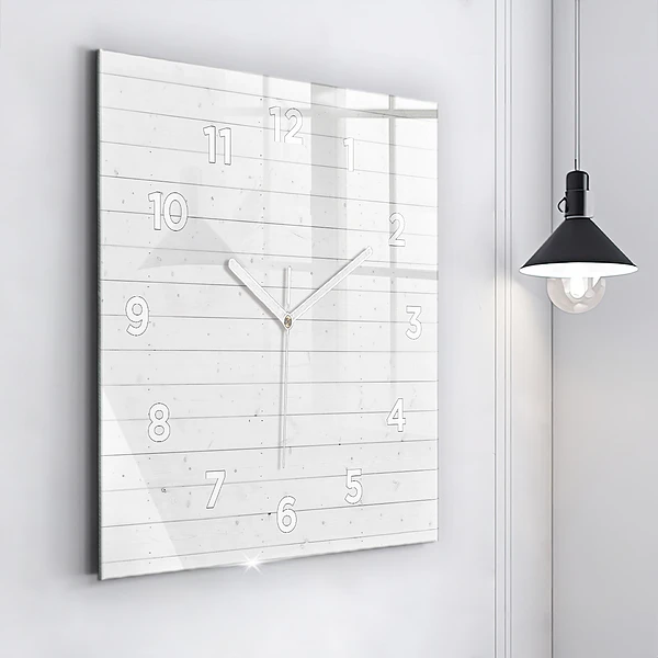 Wanduhr quadratisch mit motiv Holzplatten-Muster