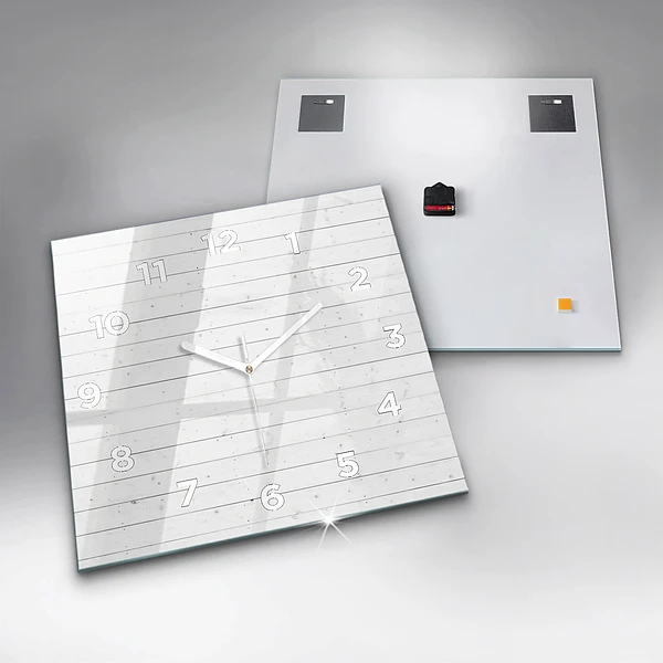 Wanduhr quadratisch mit motiv Holzplatten-Muster