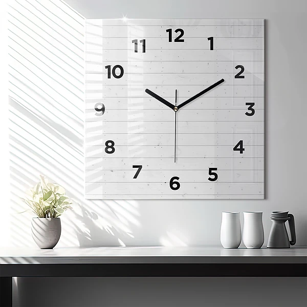 Wanduhr quadratisch mit motiv Holzplatten-Muster