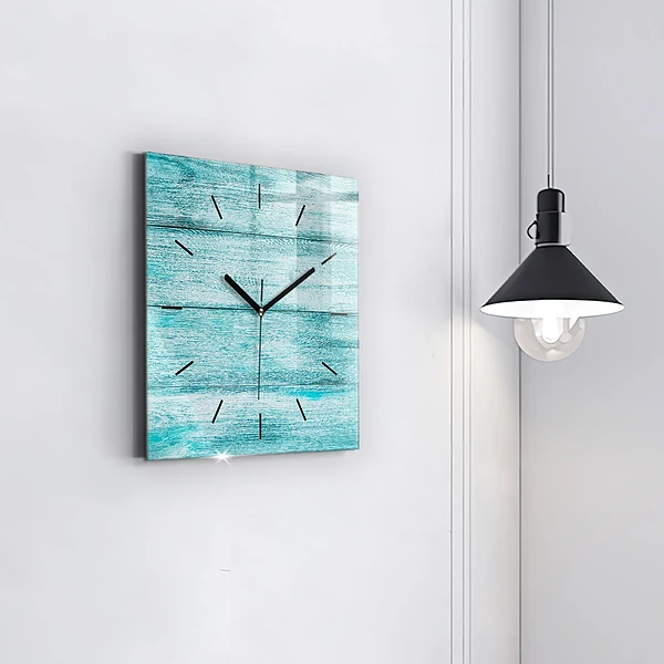 Wanduhr quadratisch mit motiv Blaues altes Holz