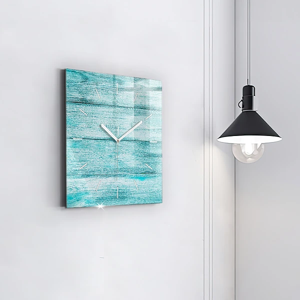 Wanduhr quadratisch mit motiv Blaues altes Holz