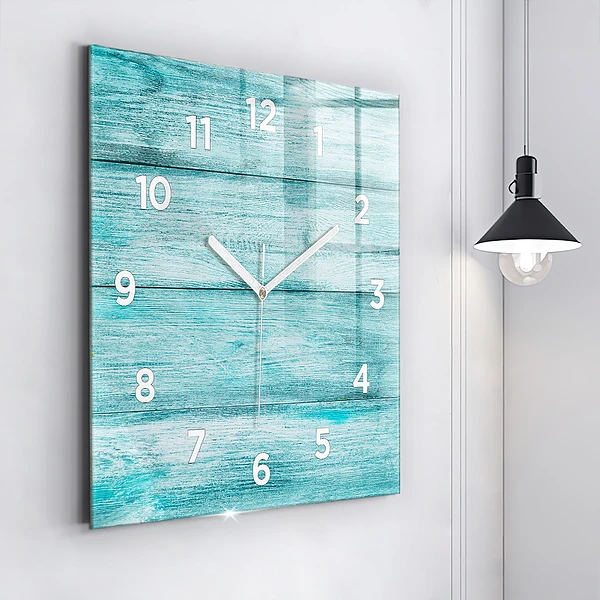 Wanduhr quadratisch mit motiv Blaues altes Holz